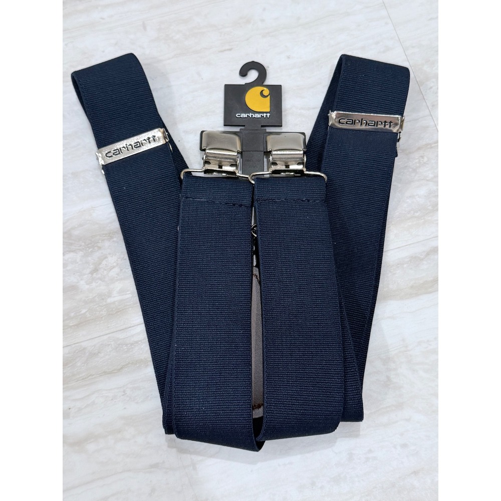Carhartt Mens Utility Suspenders Navy Blue Heavy Duty Adjustable X-Back 52 Inch